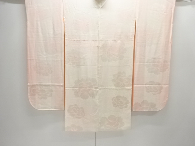 JAPANESE KIMONO / JUBAN FOR FURISODE / WOVEN ROUGH WAVE & PEONY